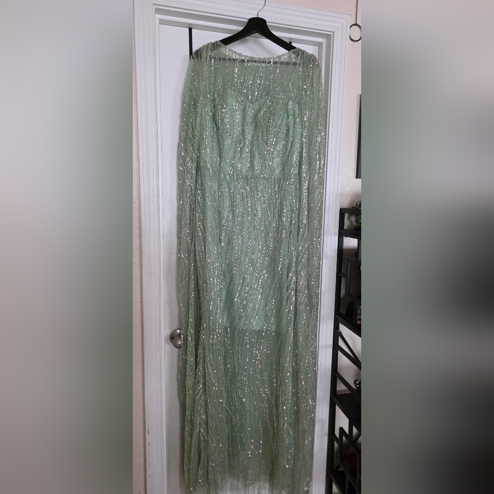 Elegant Sage Green Evening Gown